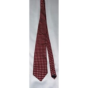 Guess USA American‎ Classics Silk Tie Red Silver Geometric Checkered Vintage